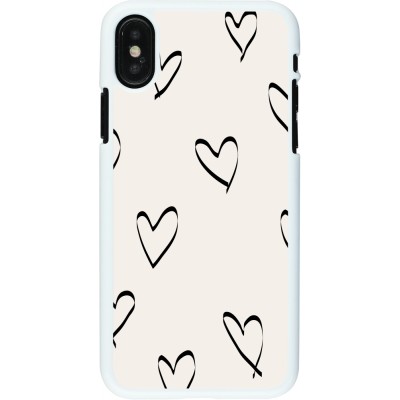 Coque iPhone X / Xs - Plastique blanc Valentine 2023 minimalist hearts