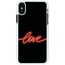 Coque iPhone X / Xs - Plastique blanc Valentine 2023 neon love