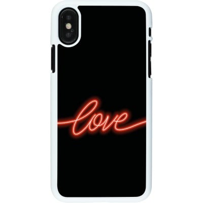 Coque iPhone X / Xs - Plastique blanc Valentine 2023 neon love