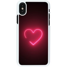 Coque iPhone X / Xs - Plastique blanc Valentine 2023 single neon heart