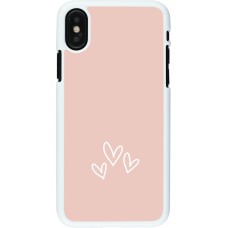 Coque iPhone X / Xs - Plastique blanc Valentine 2023 three minimalist hearts