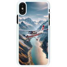 Coque iPhone X / Xs - Plastique blanc Vol Alpin Suisse