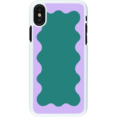 Coque iPhone X / Xs - Plastique blanc Wavy Rectangle Green Purple