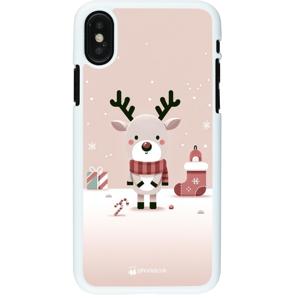 Coque iPhone X / Xs - Plastique blanc Noël 2023 Choupinette Renne