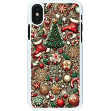 Coque iPhone X / Xs - Plastique blanc Noël 2023 micro pattern