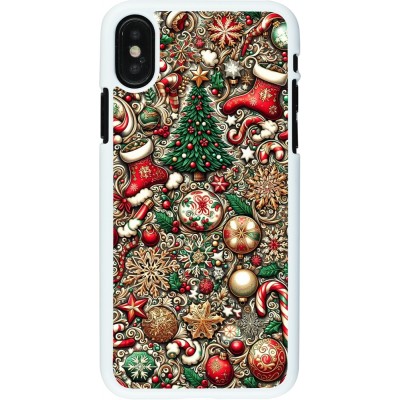 Coque iPhone X / Xs - Plastique blanc Noël 2023 micro pattern