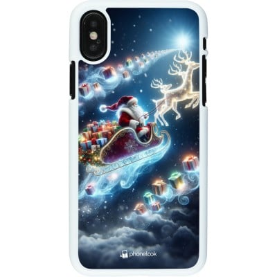 Coque iPhone X / Xs - Plastique blanc Noël 2023 Père Noël enchanté