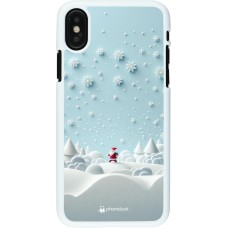 Coque iPhone X / Xs - Plastique blanc Noël 2023 Petit Père Flocon