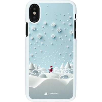 Coque iPhone X / Xs - Plastique blanc Noël 2023 Petit Père Flocon