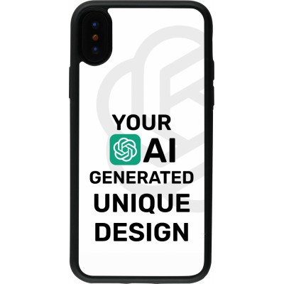 Coque iPhone X / Xs - Silicone rigide noir 100% unique générée par intelligence artificielle (AI) avec vos idées