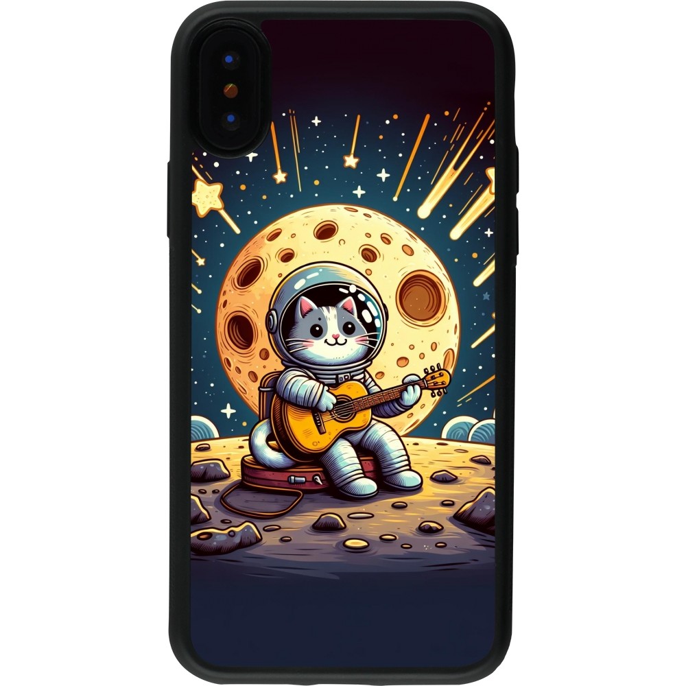 Coque iPhone X / Xs - Silicone rigide noir AstroCat RockLune