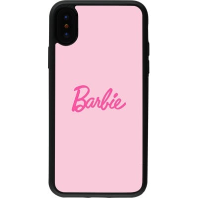 Coque iPhone X / Xs - Silicone rigide noir Barbie Text