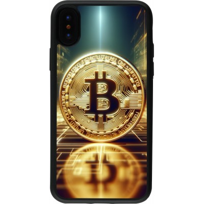 Coque iPhone X / Xs - Silicone rigide noir Bitcoin Standing