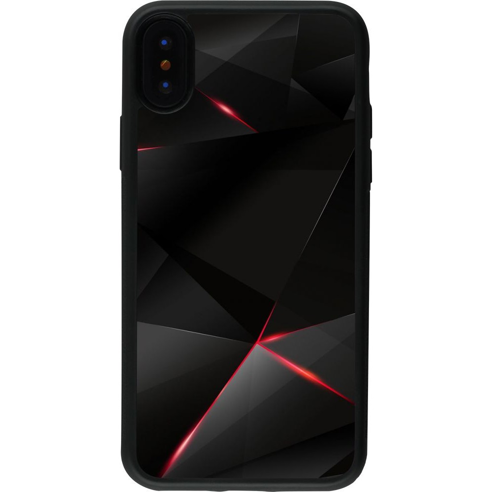 Coque iPhone X / Xs - Silicone rigide noir Black Red Lines