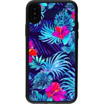 Coque iPhone X / Xs - Silicone rigide noir Blue Forest