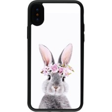 iPhone X / Xs Case Hülle - Silikon schwarz Easter 2023 flower bunny