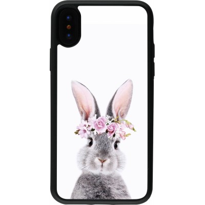 Coque iPhone X / Xs - Silicone rigide noir Easter 2023 flower bunny