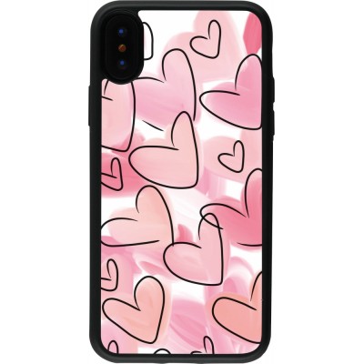 Coque iPhone X / Xs - Silicone rigide noir Easter 2023 pink hearts