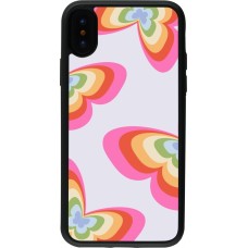 Coque iPhone X / Xs - Silicone rigide noir Easter 2024 rainbow butterflies