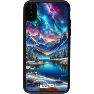 Coque iPhone X / Xs - Silicone rigide noir Fantasy Mountain Lake Sky Stars