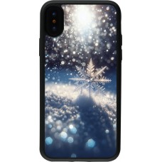 Coque iPhone X / Xs - Silicone rigide noir Flocon Solaire Éclat