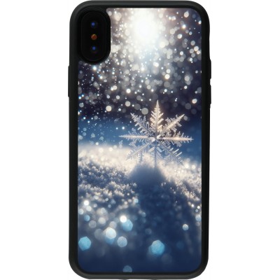 Coque iPhone X / Xs - Silicone rigide noir Flocon Solaire Éclat