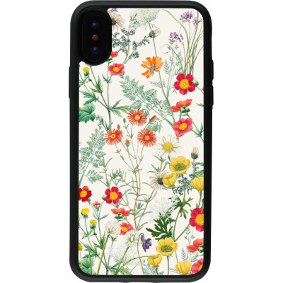 Coque iPhone X / Xs - Silicone rigide noir Flora Botanical Wildlife