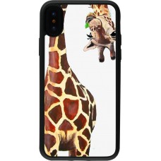 Coque iPhone X / Xs - Silicone rigide noir Giraffe Fit