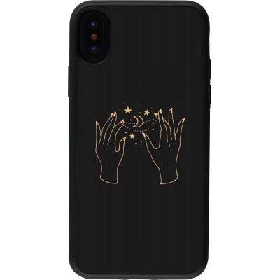 Coque iPhone X / Xs - Silicone rigide noir Grey magic hands