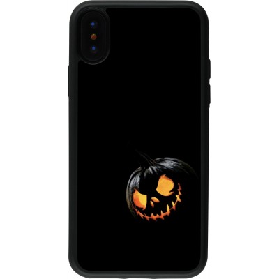 Coque iPhone X / Xs - Silicone rigide noir Halloween 2023 discreet pumpkin