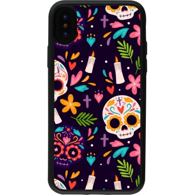 Coque iPhone X / Xs - Silicone rigide noir Halloween 2023 mexican style