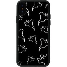 Coque iPhone X / Xs - Silicone rigide noir Halloween 2024 black and white ghosts