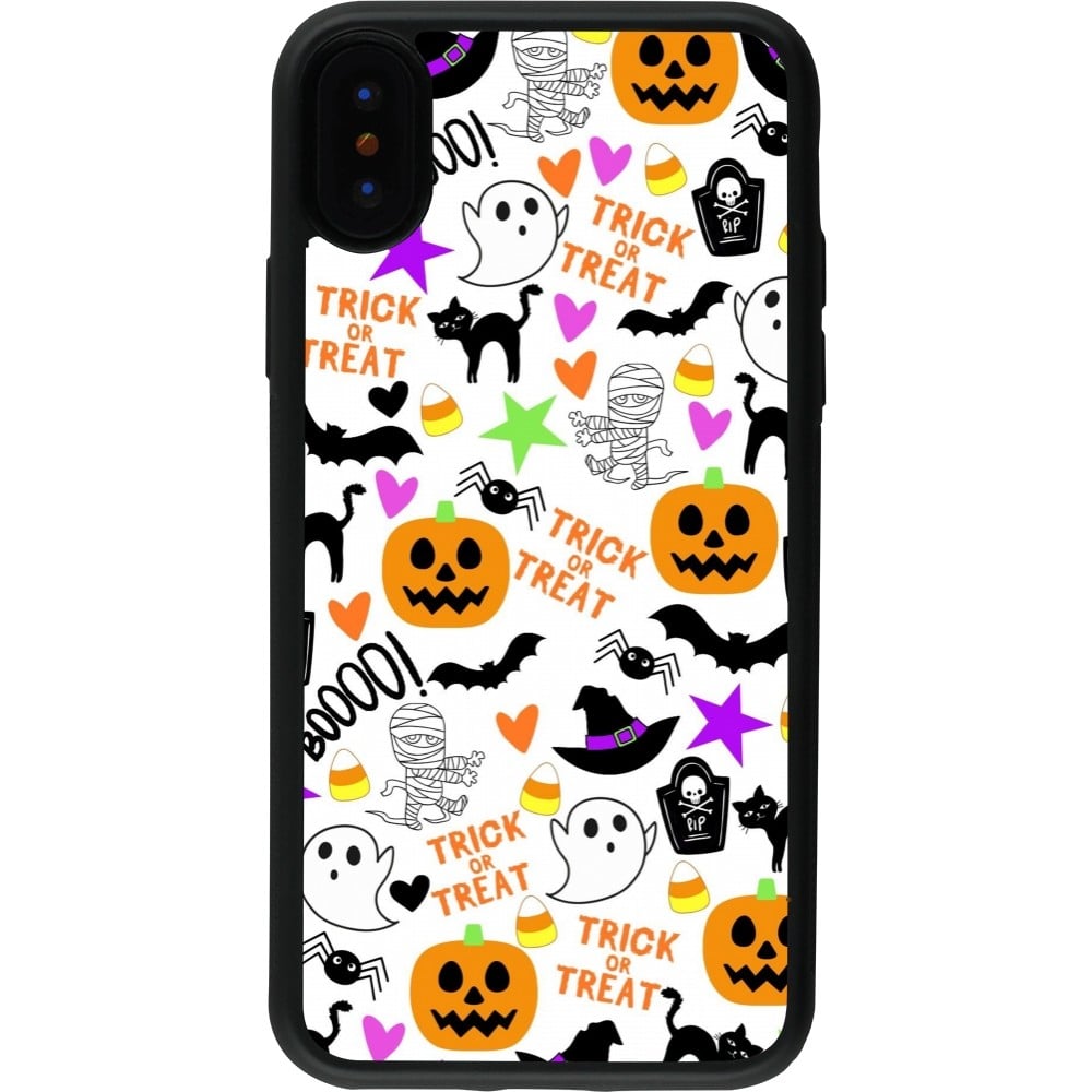 Coque iPhone X / Xs - Silicone rigide noir Halloween 2024 trick or treat