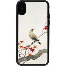 Coque iPhone X / Xs - Silicone rigide noir Japanese Bird