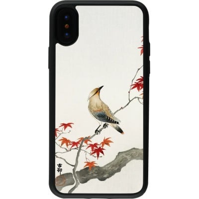 Coque iPhone X / Xs - Silicone rigide noir Japanese Bird