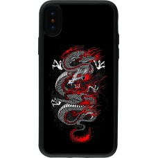 Coque iPhone X / Xs - Silicone rigide noir Japanese style Dragon Tattoo Red Black