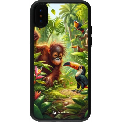 Coque iPhone X / Xs - Silicone rigide noir Jungle Tropicale Tayrona