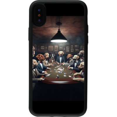 Coque iPhone X / Xs - Silicone rigide noir Les pokerdogs