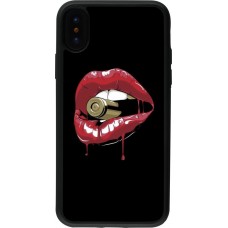 Coque iPhone X / Xs - Silicone rigide noir Lips bullet