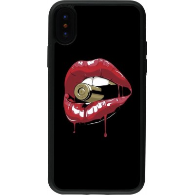 Coque iPhone X / Xs - Silicone rigide noir Lips bullet