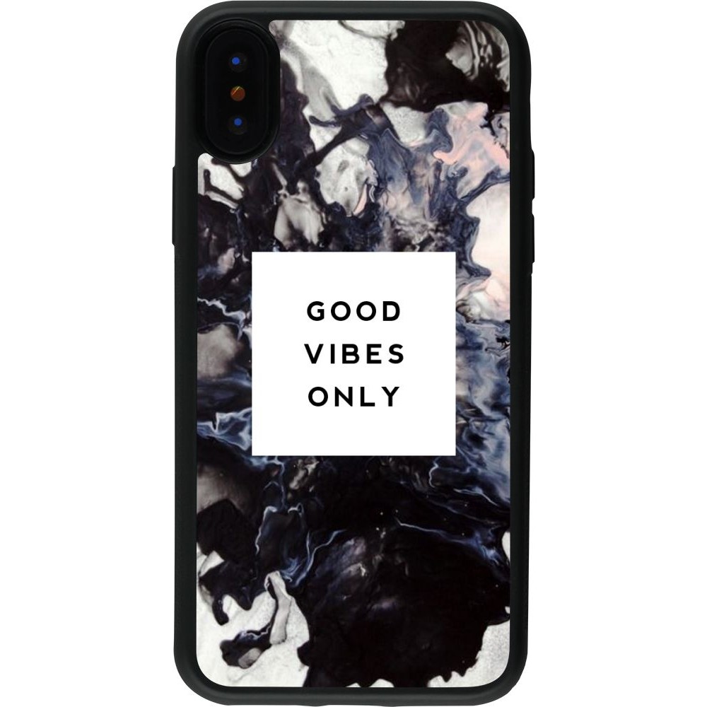 Hülle iPhone X / Xs - Silikon schwarz Marble Good Vibes Only