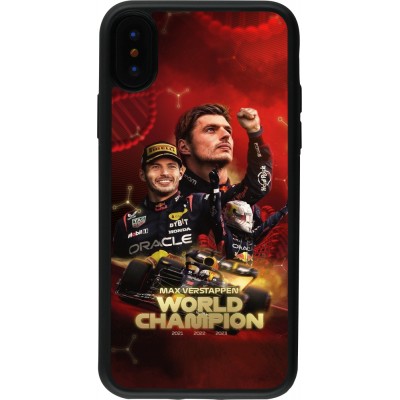 Coque iPhone X / Xs - Silicone rigide noir Max Verstappen Champion 2023