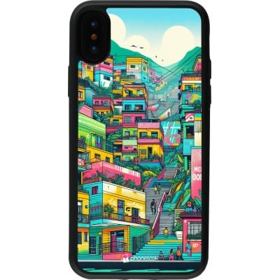 Coque iPhone X / Xs - Silicone rigide noir Medellin Comuna 13 Art