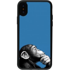 Coque iPhone X / Xs - Silicone rigide noir Monkey Pop Art