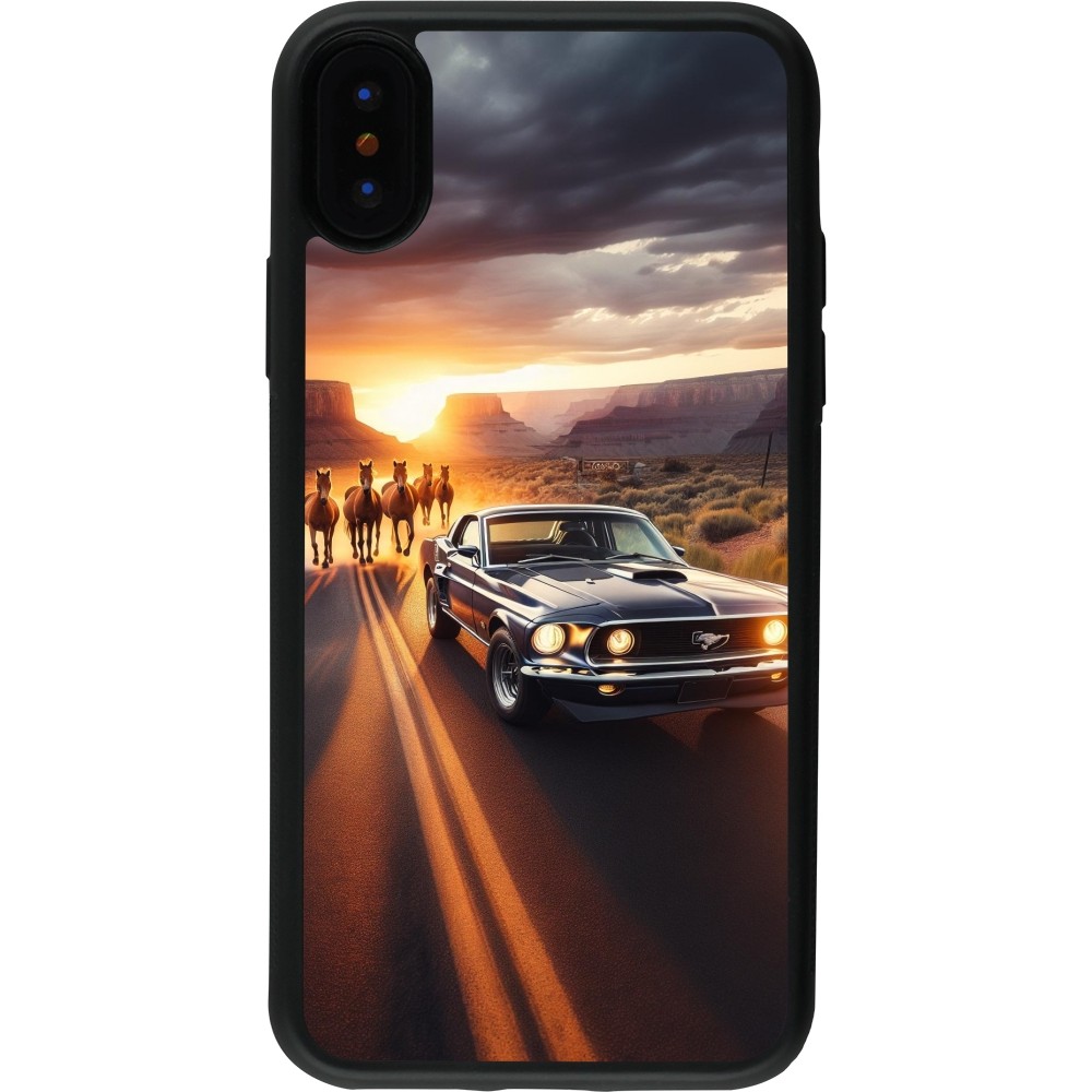 Coque iPhone X / Xs - Silicone rigide noir Mustang 69 Grand Canyon