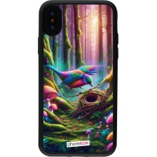 Coque iPhone X / Xs - Silicone rigide noir Oiseau Nid Forêt