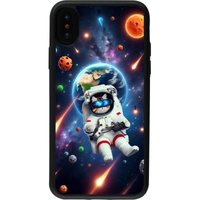 Coque iPhone X / Xs - Silicone rigide noir VR SpaceCat Odyssey