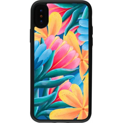 Coque iPhone X / Xs - Silicone rigide noir Spring 23 colorful flowers