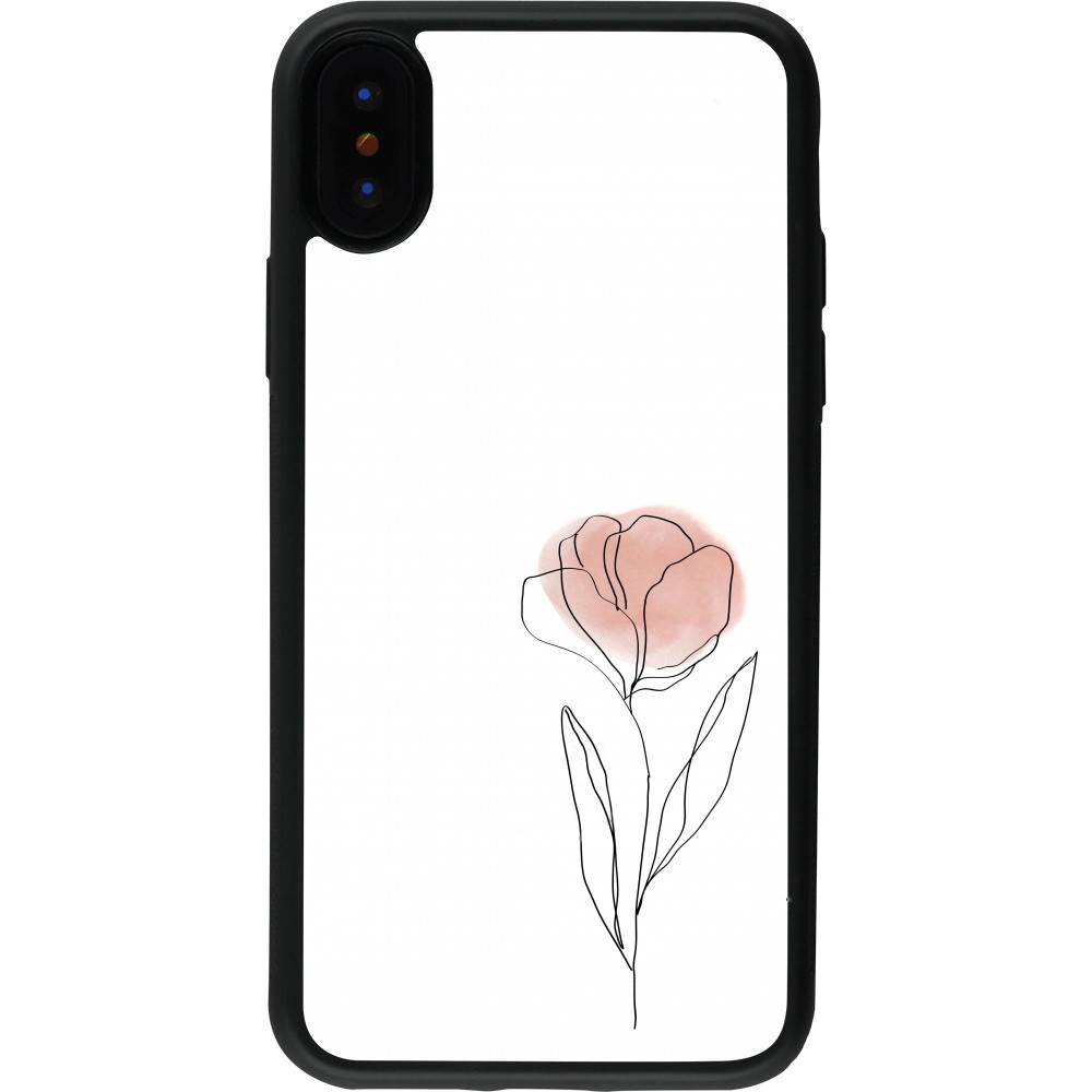 Coque iPhone X / Xs - Silicone rigide noir Spring 23 minimalist flower