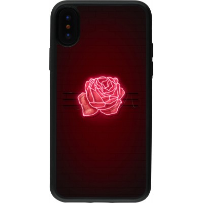 Coque iPhone X / Xs - Silicone rigide noir Spring 23 neon rose